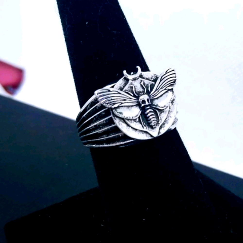 Brand New Death Moth Tattoo Inspired Biker Ring 9